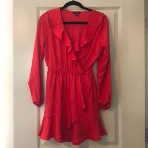 Express Red Ruffle Satin Dress